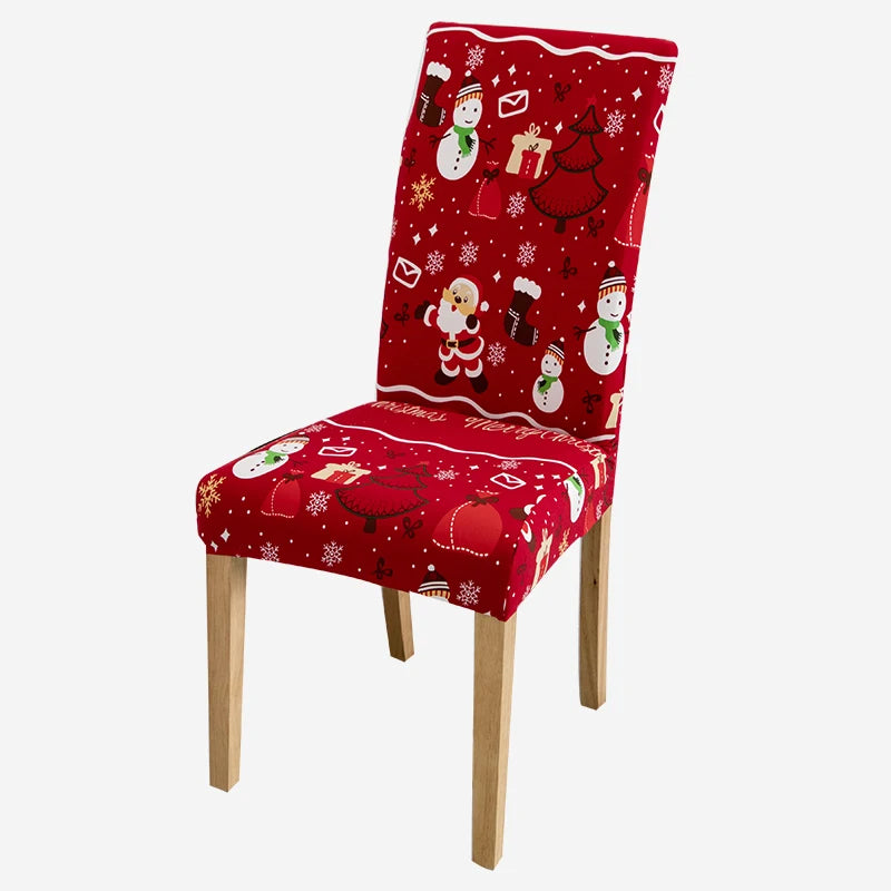 Anyhouz Chair Cover Red Little Santa Maroon Tree Design with Anti-Dirt and Elastic Material for Dining Room Kitchen Wedding Hotel Banquet Restaurant-Chair Cover-PEROZ Accessories