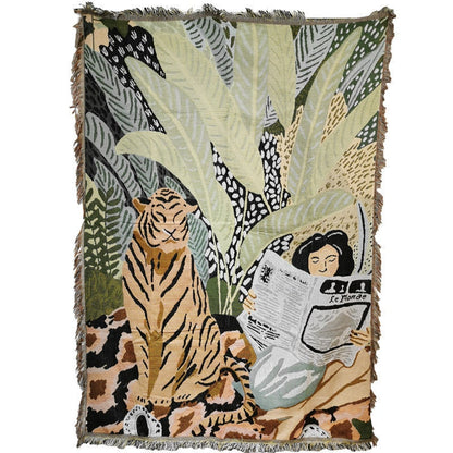 Anyhouz Tiger Throw Blanket Cozy Sofa Couch Bed Cover Outdoor Camping Mat Home Decor Tapestry with Tassel-Blankets-PEROZ Accessories