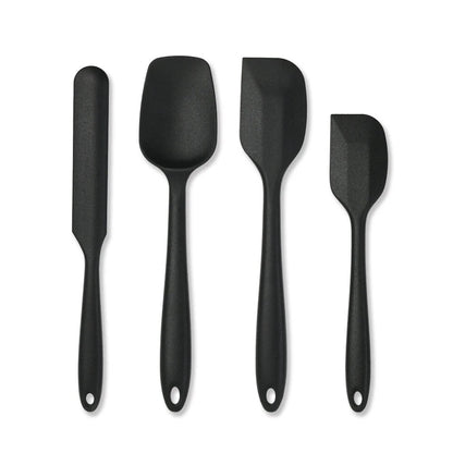 Anygleam Silicone Black Seamless Mixing Spatula 4 Set Kitchen Accessories Baking Utensil Kit Bread Cake Mixing Tools Cooking Scraper Heat Resistant-Spatula and Shovel-PEROZ Accessories