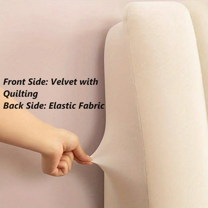 Anyhouz Headboard Cover Off White Short Plush Super Soft Smooth Quilted Velvet Bed Back Dust Protector Cover 190x70cm-Bed Headboard-PEROZ Accessories