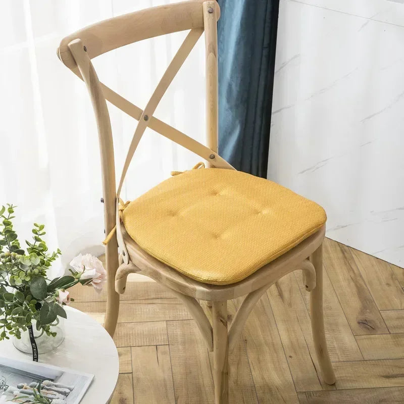 Anyhouz Chair Cushion with Straps Yellow Seat Pad Mat for Dining Room and Outdoor Garden-Pillow-PEROZ Accessories