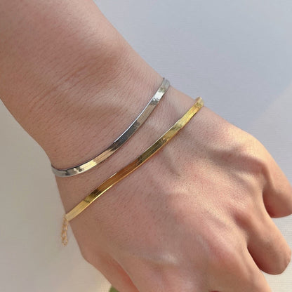 Anyco Bracelet Personalized Minimalist Snake Rhodium Plated Unique Unisex Stackable Accessories Bracelets-Bracelets-PEROZ Accessories