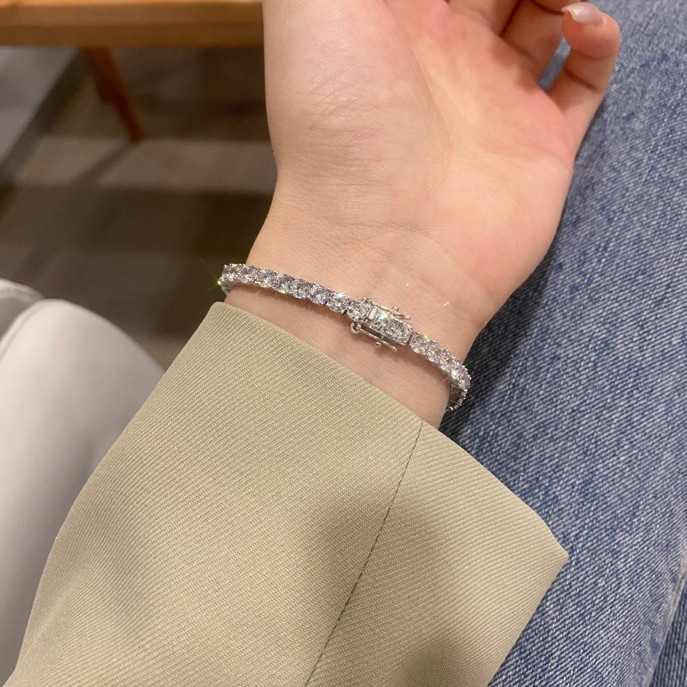 Anyco Bracelet Mujeres Pulseras Diamond Charm Bracelet Bangles Cubic Zircon Cuban Link Jewelry 925 Silver Tennis Bracelets Women-Bracelets-PEROZ Accessories
