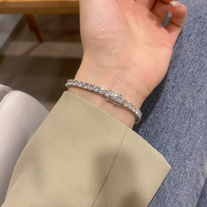 Anyco Bracelet Mujeres Pulseras Diamond Charm Bracelet Bangles Cubic Zircon Cuban Link Jewelry 925 Silver Tennis Bracelets Women-Bracelets-PEROZ Accessories