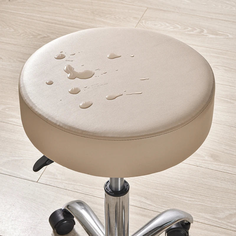 Anyhoux Barstool Cushion Cover Khaki Elastic Bands Slipcover for Swivel Chair Barstool Washable PU Leather Cushion Cover-Chair Cover-PEROZ Accessories