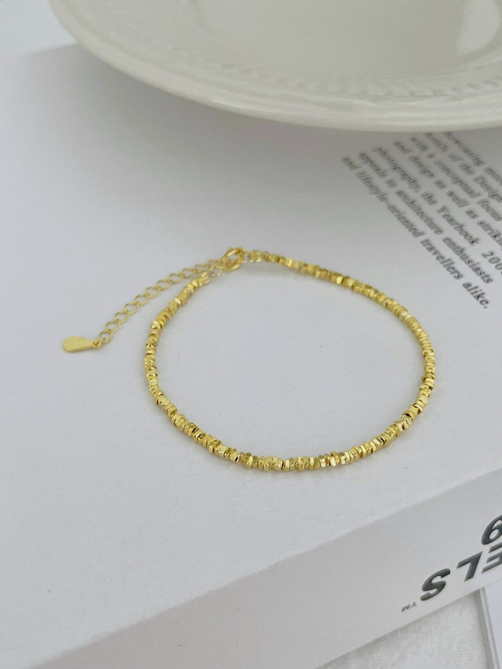 Anyco Bracelet Trendy Minimalist Design 925 Sterling Silver chain link 18K Gold Plated Beaded Bracelets Women-Bracelets-PEROZ Accessories