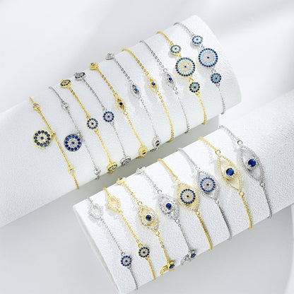 Anyco Bracelet High Quality Charm Eye Sterling Silver Jewelry Cubic Zircon Adjustable Bracelet Women-Bracelets-PEROZ Accessories
