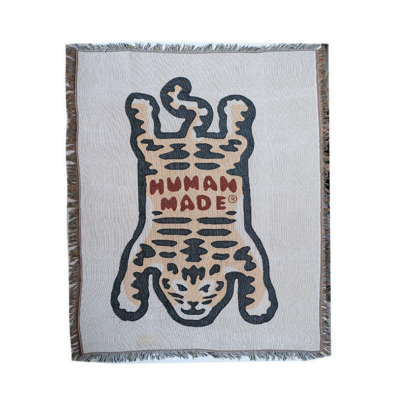 Anyhouz Yellow Blanket Human Made Sofa Thick Outdoor Camping Mat Tiger Pattern Home Decorate Tapestry Nap Blanket-Blankets-PEROZ Accessories