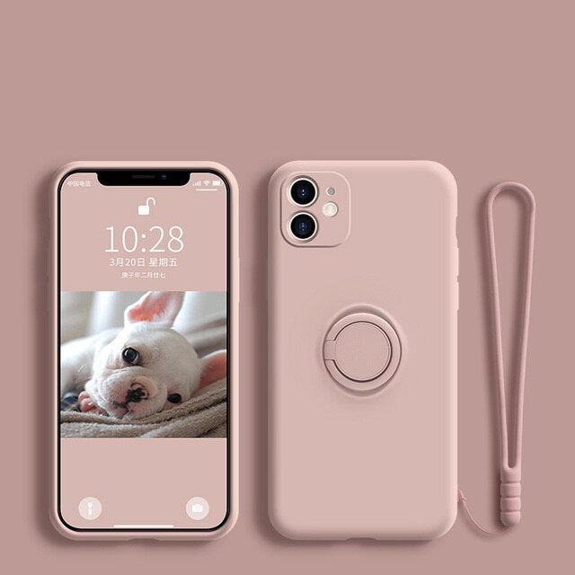 Anymob Xiaomi Redmi Case Peach Stand Ring Holder Strap Liquid Silicon Cover Phone Protection-Mobile Phone Cases-PEROZ Accessories