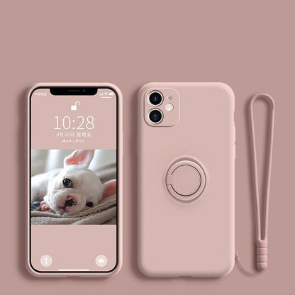 Anymob Xiaomi Redmi Case Peach Stand Ring Holder Strap Liquid Silicon Cover Phone Protection-Mobile Phone Cases-PEROZ Accessories