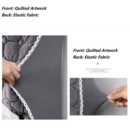 Anyhouz Headboard Cover Light Gray Cube Pattern Super Soft Smooth Quilted Velvet Bed Back Dust Protector Cover 160x70cm-Bed Headboard-PEROZ Accessories