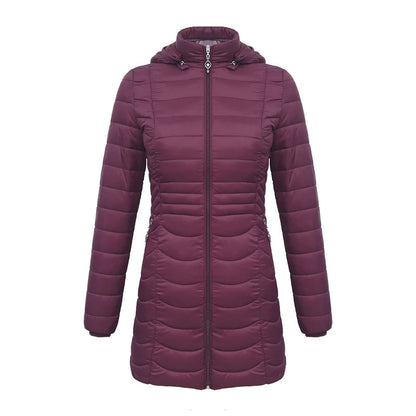 Anychic Womens Padded Puffer Jacket Large Burgandy Ultralightweight Ultralight Coat With Detachable Hood Lightweight Outwear Clothing-Coats &amp; Jackets-PEROZ Accessories