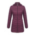 Anychic Womens Padded Puffer Jacket Large Burgandy Ultralightweight Ultralight Coat With Detachable Hood Lightweight Outwear Clothing-Coats & Jackets-PEROZ Accessories