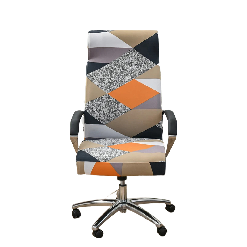 Anyhouz Office Chair Cover Pink Beige Geometric Medium Non-Slip Rotating Seat Case Universal Armrest Chair Protector-Chair Cover-PEROZ Accessories