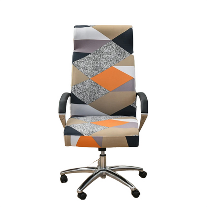 Anyhouz Office Chair Cover Pink Beige Geometric Medium Non-Slip Rotating Seat Case Universal Armrest Chair Protector-Chair Cover-PEROZ Accessories