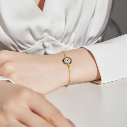 Anyco Bracelet Classical Dainty Adjustable Circle Chain 18K Gold Plated Devil Eye Bangle Bracelet For Women-Bracelets-PEROZ Accessories