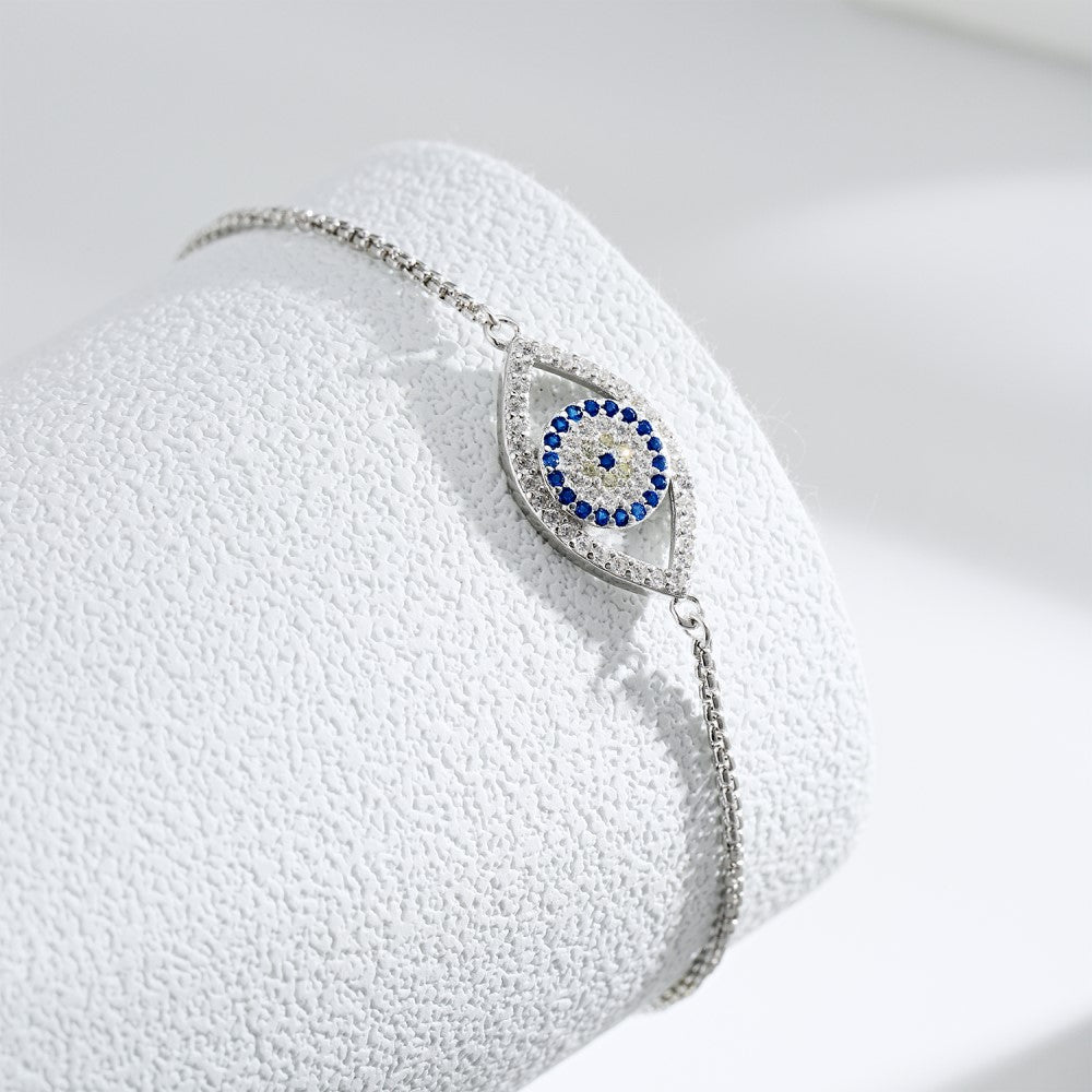Anyco Bracelet Gold Plated Pulsera Adjustable Para Mujer Blue Eyes Bracelet Zircon Adjustable Bracelets For Women-Bracelets-PEROZ Accessories