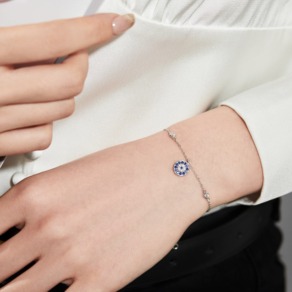 Anyco Bracelet Custom Cubic Zirconia Bracelets Adjustable Blue Big Eye Gold Platted Bracelet For Women Jewelry-Bracelets-PEROZ Accessories