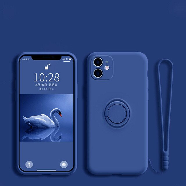 Anymob Samsung Case Blue Magnetic Ring Holder Soft Silicone Phone Strap Cover Protection-Mobile Phone Cases-PEROZ Accessories