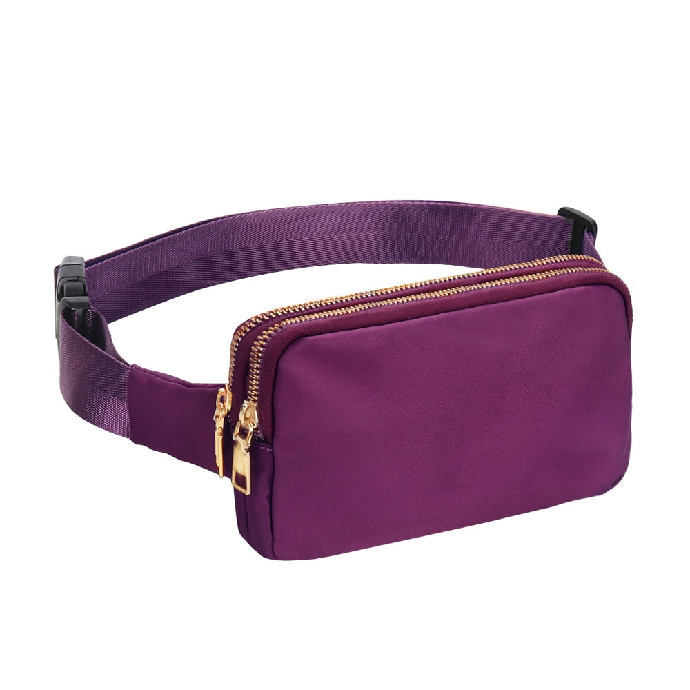 Anypack Waist Bag Purple Dual Zipper Crossbobdy Belt Bag with Adjustable Strap-Travel Bag-PEROZ Accessories
