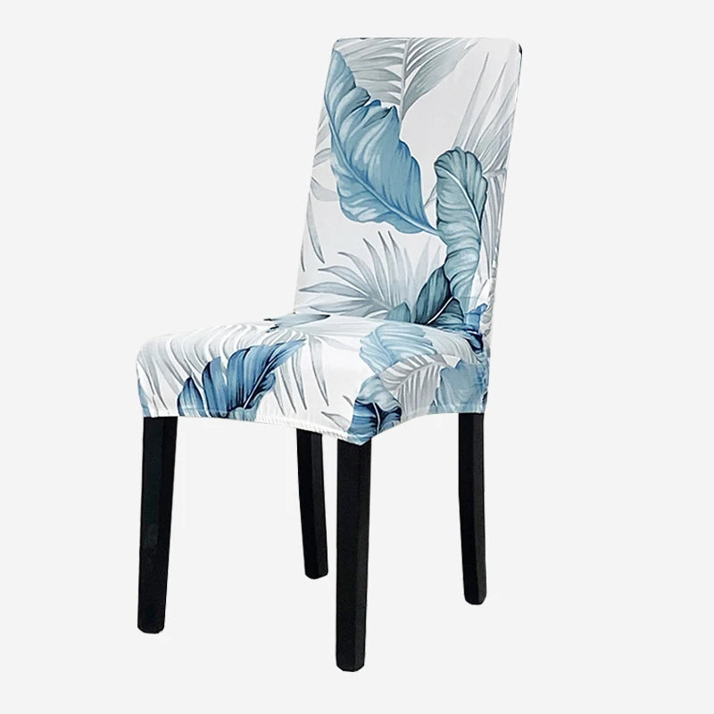 Anyhouz Chair Cover Sky Blue Leaf Design with Anti-Dirt and Elastic Material for Dining Room Kitchen Wedding Hotel Banquet Restaurant-Chair Cover-PEROZ Accessories