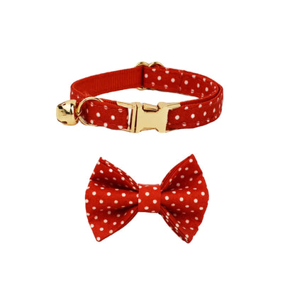 AnyWags Cat Collar Dotted Red Bow Large with Safety Buckle, Bell, and Durable Strap Stylish and Comfortable Pet Accessory-Cat Supplies-PEROZ Accessories