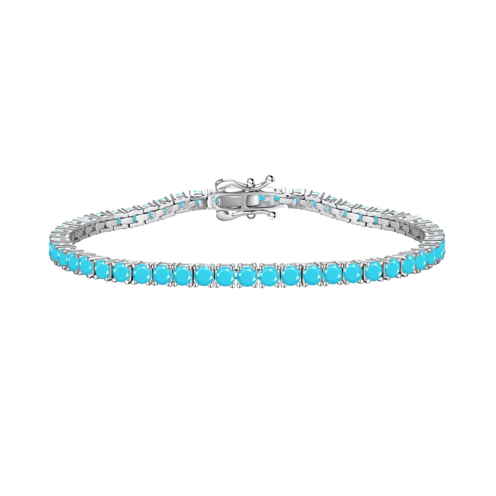 Anyco Bracelet 2mm Blue Sapphire Bracelets Bulk Cz Cubic Zirconia Tennis Bracelets Women Chains S925 Silver Bracelet-Bracelets-PEROZ Accessories