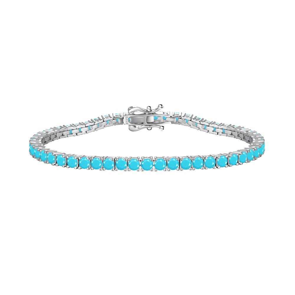 Anyco Bracelet 2mm Blue Sapphire Bracelets Bulk Cz Cubic Zirconia Tennis Bracelets Women Chains S925 Silver Bracelet-Bracelets-PEROZ Accessories