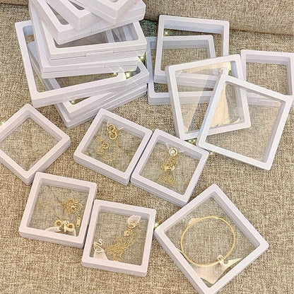 Anyhouz Jewelry Storage 10PCS White Set 3D Floating Display Case Stands Holder Suspension Storage for Pendant Necklace Bracelet Ring Coin Pin Gift Jewelry Box 9x9cm-Jewellery Holders &amp; Organisers-PEROZ Accessories