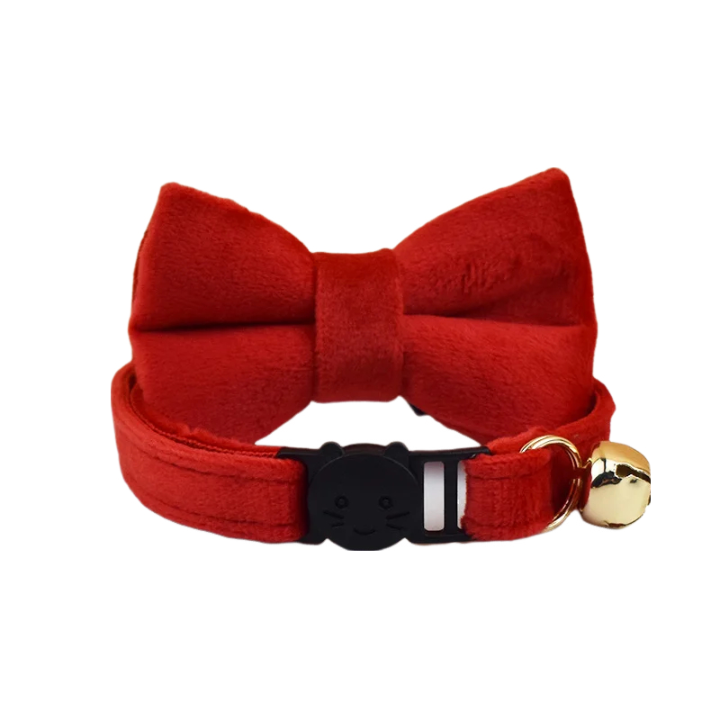 AnyWags Cat Collar Cherry Red Bow Small with Safety Buckle, Bell, and Durable Strap Stylish and Comfortable Pet Accessor-Cat Supplies-PEROZ Accessories