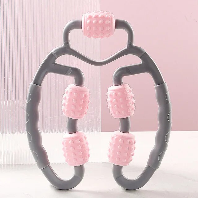 Anyfit Gray Leg Massager 360 Degrees Muscle Relaxation Roller Ring Clamp Stick Yoga Body Shaping 5 Wheels Fitness Device-Exercise &amp; Fitness-PEROZ Accessories
