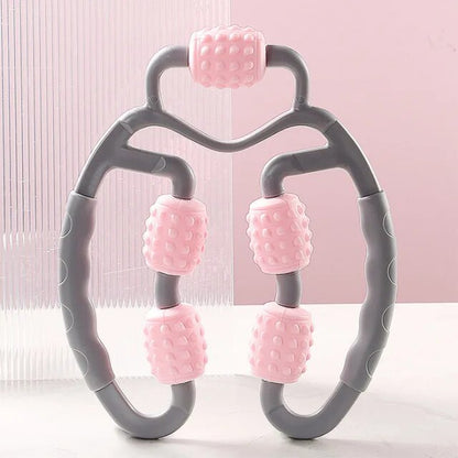 Anyfit Gray Leg Massager 360 Degrees Muscle Relaxation Roller Ring Clamp Stick Yoga Body Shaping 5 Wheels Fitness Device-Exercise &amp; Fitness-PEROZ Accessories