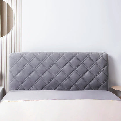 Anyhouz Headboard Cover Dark Gray Criss Cross Pattern Super Soft Smooth Quilted Velvet Bed Back Dust Protector Cover 140x70cm-Bed Headboard-PEROZ Accessories