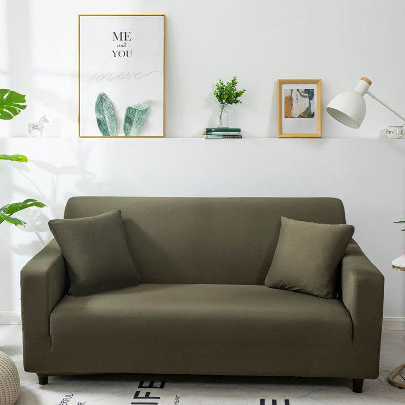 Anyhouz 1 Seater Sofa Cover Plain Army Green Style and Protection For Living Room Sofa Chair Elastic Stretchable Slipcover-Slipcovers-PEROZ Accessories