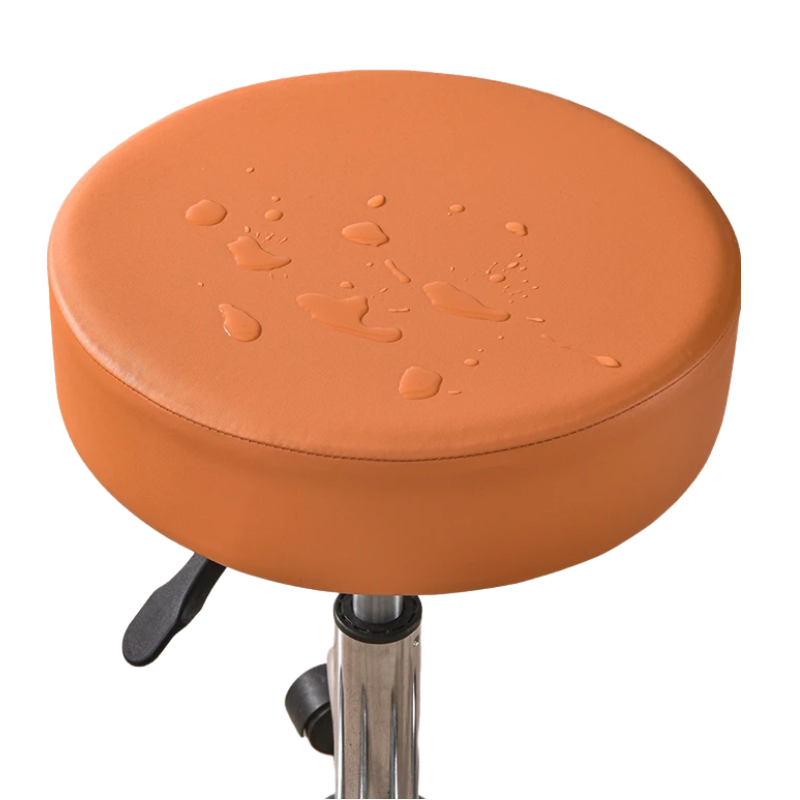 Anyhoux Barstool Cushion Cover Orange Elastic Bands Slipcover for Swivel Chair Barstool Washable PU Leather Cushion Cover-Chair Cover-PEROZ Accessories
