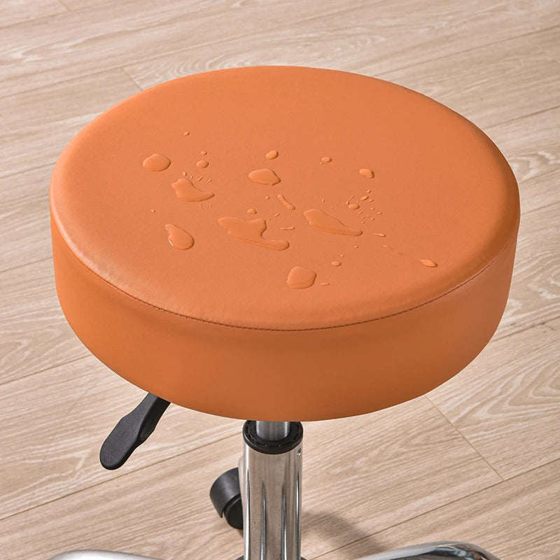 Anyhoux Barstool Cushion Cover Orange Elastic Bands Slipcover for Swivel Chair Barstool Washable PU Leather Cushion Cover-Chair Cover-PEROZ Accessories