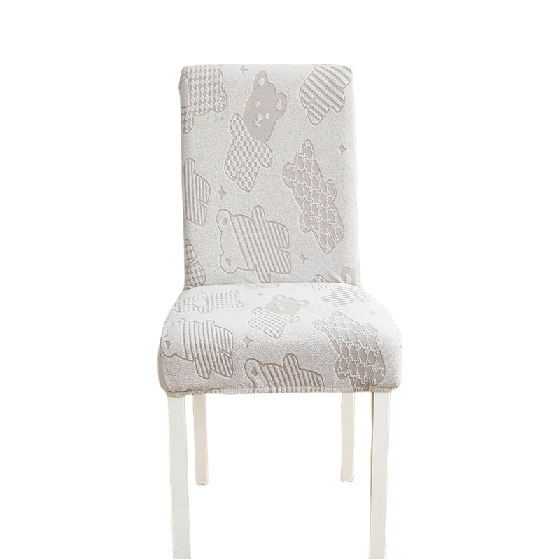 Anyhouz Chair Cover Light Grey Bear Design with Anti-Dirt and Elastic Material for Dining Room Kitchen Wedding Hotel Banquet Restaurant-Chair Cover-PEROZ Accessories