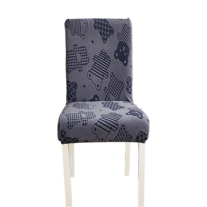 Anyhouz Chair Cover Dark Grey Bear Design with Anti-Dirt and Elastic Material for Dining Room Kitchen Wedding Hotel Banquet Restaurant-Chair Cover-PEROZ Accessories