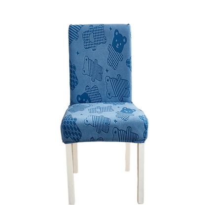 Anyhouz Chair Cover Blue Bear Design with Anti-Dirt and Elastic Material for Dining Room Kitchen Wedding Hotel Banquet Restaurant-Chair Cover-PEROZ Accessories