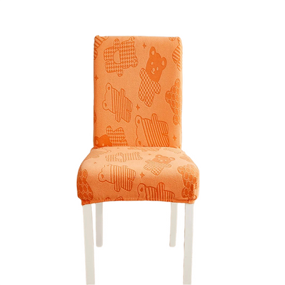 Anyhouz Chair Cover Orange Bear Design with Anti-Dirt and Elastic Material for Dining Room Kitchen Wedding Hotel Banquet Restaurant-Chair Cover-PEROZ Accessories