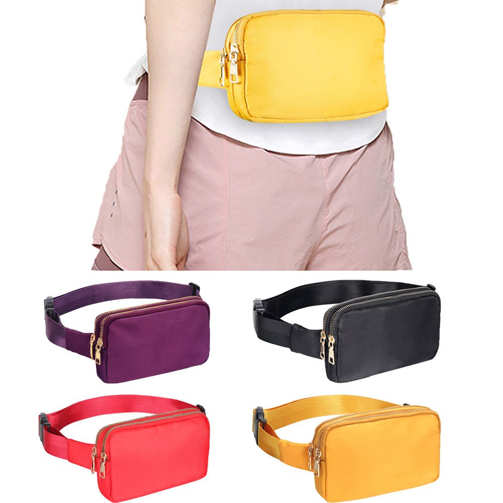 Anypack Waist Bag Yellow Dual Zipper Crossbobdy Belt Bag with Adjustable Strap-Travel Bag-PEROZ Accessories