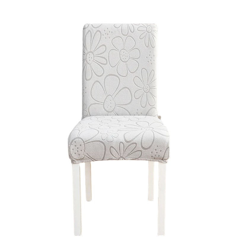 Anyhouz Chair Cover Light Grey Floral Design with Anti-Dirt and Elastic Material for Dining Room Kitchen Wedding Hotel Banquet Restaurant-Chair Cover-PEROZ Accessories