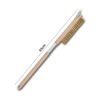 AnyGleam Wooden 65cm Pizza Oven Copper Brush with Metal Scraper Tool Cleaning Accessories-Pizza Makers &amp; Ovens-PEROZ Accessories