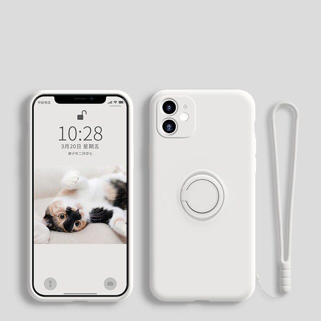 Anymob Xiaomi Redmi Case White Stand Ring Holder Strap Liquid Silicon Cover Phone Protection-Mobile Phone Cases-PEROZ Accessories