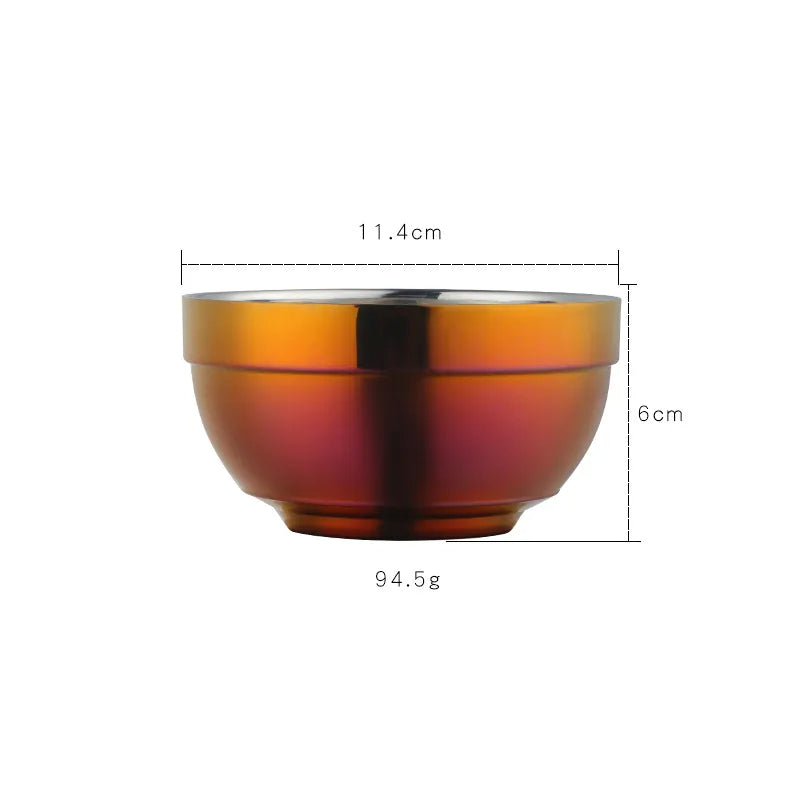 Anygleam Silver 2Pcs Small Stainless Steel Rice Bowl Single Anti-Scalding Layer Cooking Utensil-Kitchen &amp; Dining-PEROZ Accessories