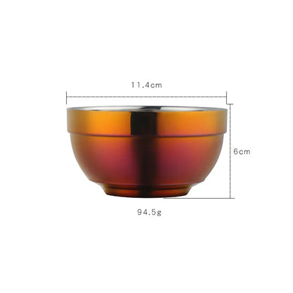 Anygleam Silver 2Pcs Small Stainless Steel Rice Bowl Single Anti-Scalding Layer Cooking Utensil-Kitchen &amp; Dining-PEROZ Accessories