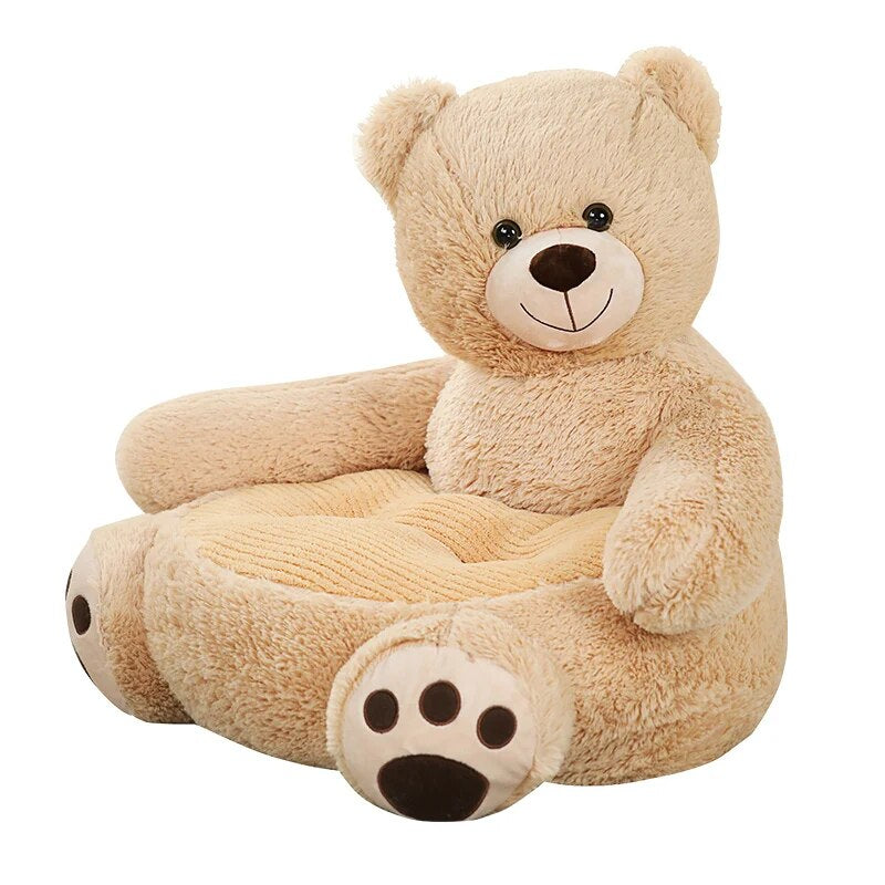 Anykidz Sofa Beige Bear Skin/ Cover Only No Filling Inside Animal Shape Stuffed Soft Sofa Seat Cushion Room Decor for Kids-Kids Sofa-PEROZ Accessories