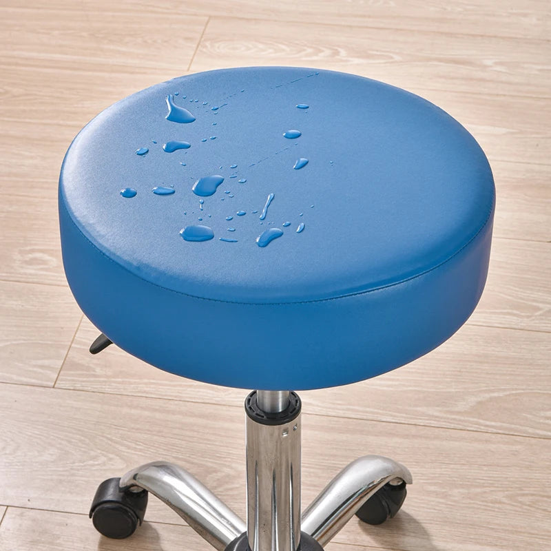 Anyhoux Barstool Cushion Cover Blue Elastic Bands Slipcover for Swivel Chair Barstool Washable PU Leather Cushion Cover-Chair Cover-PEROZ Accessories