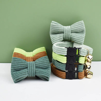 AnyWags Cat Collar Hunter Green Bow Small with Safety Buckle, Bell, and Durable Strap Stylish and Comfortable Pet Accessor-Cat Supplies-PEROZ Accessories