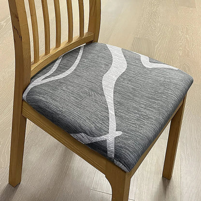 Anyhouz Chair Cover Grey and Light Grey Wave Linear Pattern Print Stretch Seat Cover for Home Dinning Kitchen Washable Removable-Chair Cover-PEROZ Accessories